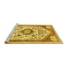 Sideview of Machine Washable Persian Yellow Traditional Rug, wshtr1039yw