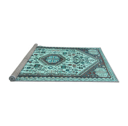 Sideview of Machine Washable Persian Light Blue Traditional Rug, wshtr1039lblu