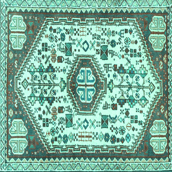 Square Persian Turquoise Traditional Rug, tr1039turq