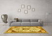 Machine Washable Persian Yellow Traditional Rug in a Living Room, wshtr1039yw