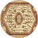 Round Persian Brown Traditional Rug, tr1039brn