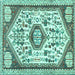 Square Machine Washable Persian Turquoise Traditional Area Rugs, wshtr1039turq