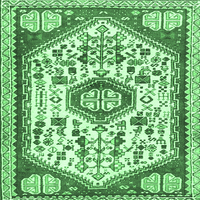 Square Persian Emerald Green Traditional Rug, tr1039emgrn