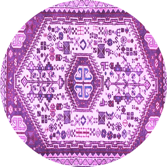 Round Machine Washable Persian Purple Traditional Area Rugs, wshtr1039pur
