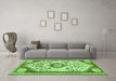 Machine Washable Persian Green Traditional Area Rugs in a Living Room,, wshtr1039grn