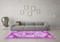 Machine Washable Persian Purple Traditional Rug, wshtr1039pur