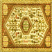 Square Persian Yellow Traditional Rug, tr1039yw