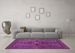 Machine Washable Persian Purple Traditional Area Rugs in a Living Room, wshtr103pur