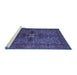 Sideview of Machine Washable Persian Blue Traditional Rug, wshtr103blu