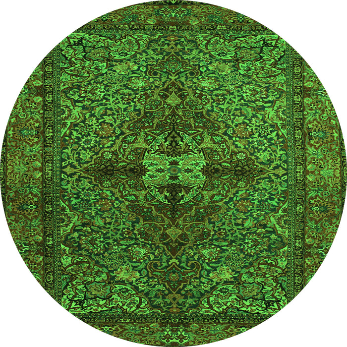 Square Persian Green Traditional Rug, tr103grn