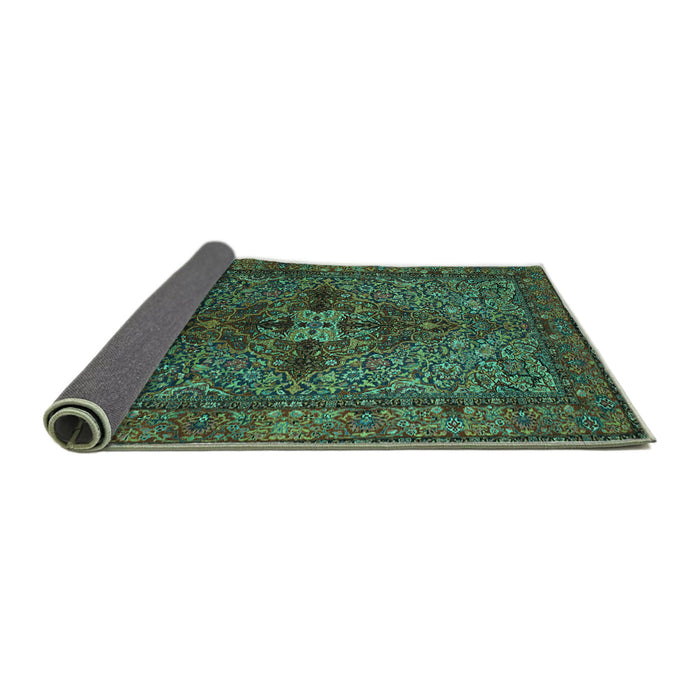 Sideview of Persian Turquoise Traditional Rug, tr103turq
