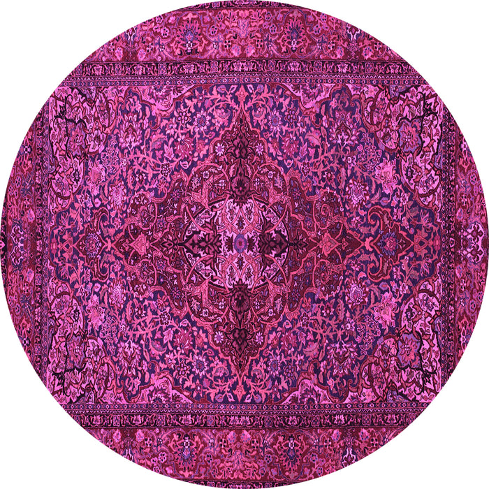 Round Machine Washable Persian Pink Traditional Rug, wshtr103pnk