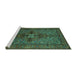 Sideview of Machine Washable Persian Turquoise Traditional Area Rugs, wshtr103turq