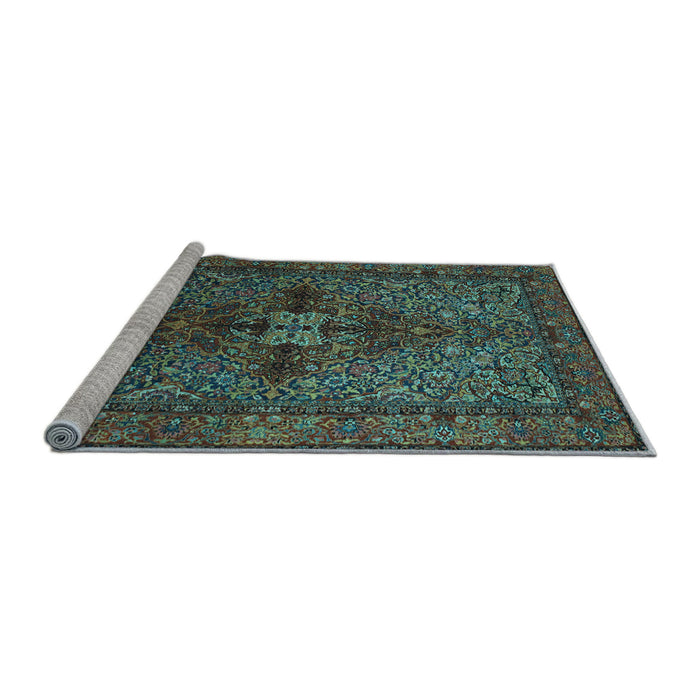 Sideview of Machine Washable Persian Light Blue Traditional Rug, wshtr103lblu