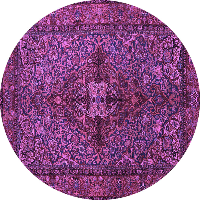 Round Machine Washable Persian Purple Traditional Area Rugs, wshtr103pur