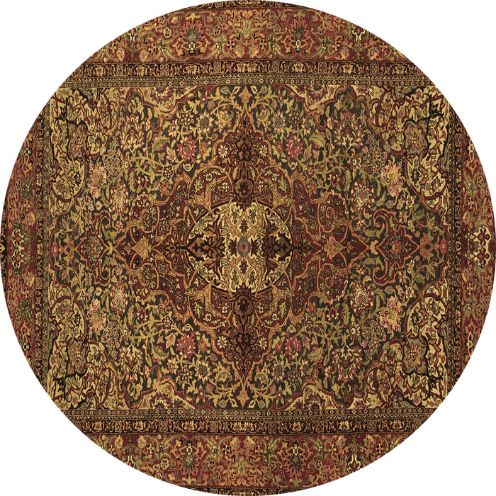 Round Persian Brown Traditional Rug, tr103brn