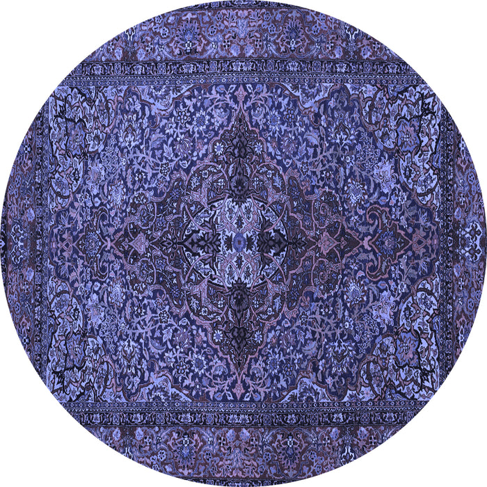 Round Persian Blue Traditional Rug, tr103blu