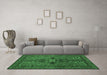 Machine Washable Persian Emerald Green Traditional Area Rugs in a Living Room,, wshtr103emgrn