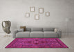 Machine Washable Persian Pink Traditional Rug in a Living Room, wshtr103pnk