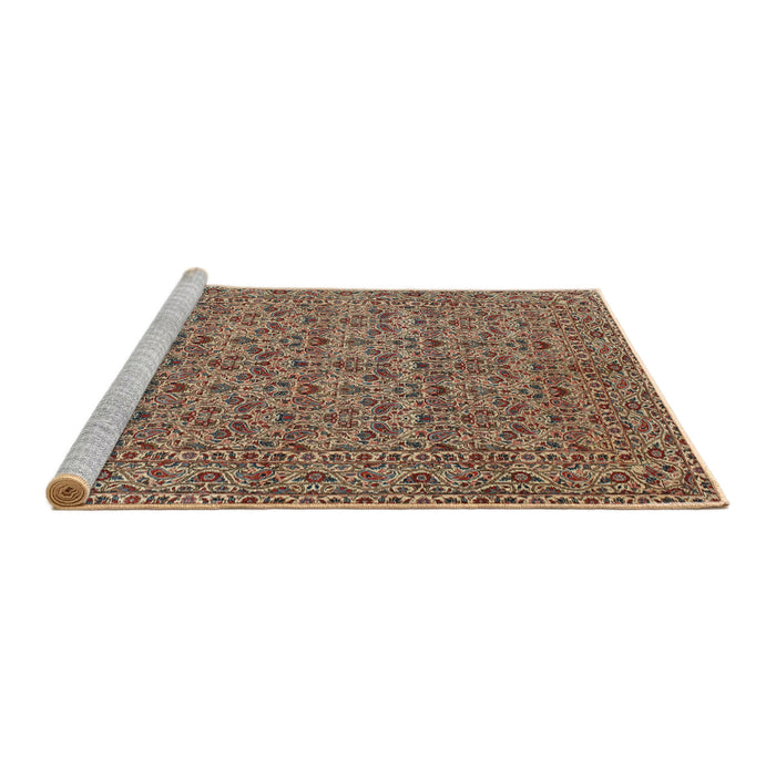 Sideview of Machine Washable Traditional Dark Sienna Brown Rug, wshtr104