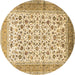 Round Persian Brown Traditional Rug, tr1040brn