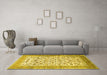 Machine Washable Persian Yellow Traditional Rug in a Living Room, wshtr1040yw