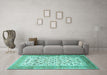 Machine Washable Persian Turquoise Traditional Area Rugs in a Living Room,, wshtr1040turq