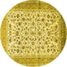 Round Persian Yellow Traditional Rug, tr1040yw