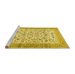 Sideview of Machine Washable Persian Yellow Traditional Rug, wshtr1040yw