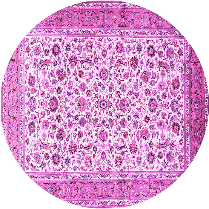 Round Machine Washable Persian Pink Traditional Rug, wshtr1040pnk