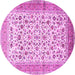 Round Machine Washable Persian Pink Traditional Rug, wshtr1040pnk