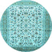 Round Persian Light Blue Traditional Rug, tr1040lblu