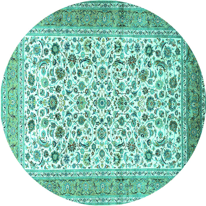 Round Persian Turquoise Traditional Rug, tr1040turq