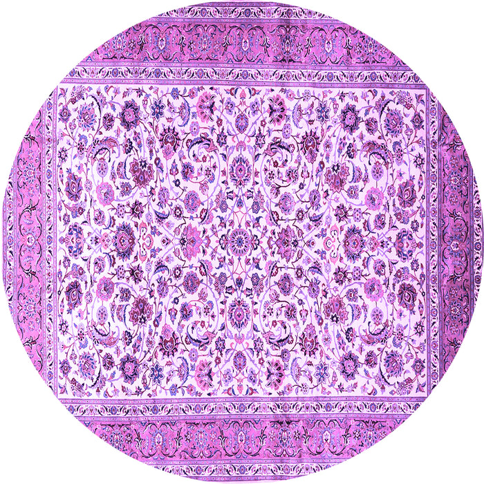 Round Machine Washable Persian Purple Traditional Area Rugs, wshtr1040pur