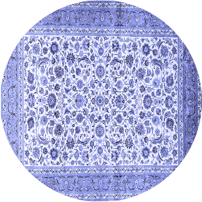 Round Machine Washable Persian Blue Traditional Rug, wshtr1040blu