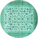 Round Machine Washable Persian Turquoise Traditional Area Rugs, wshtr1040turq