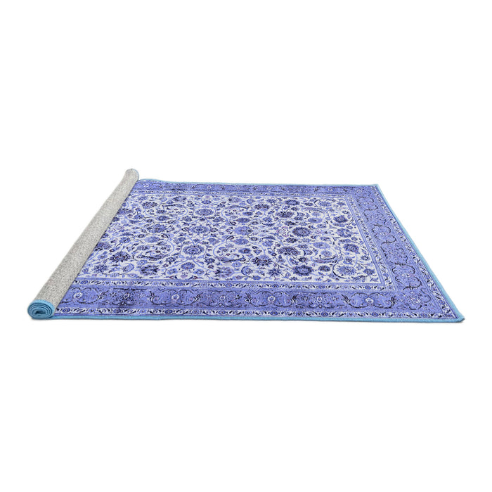 Sideview of Machine Washable Persian Blue Traditional Rug, wshtr1040blu