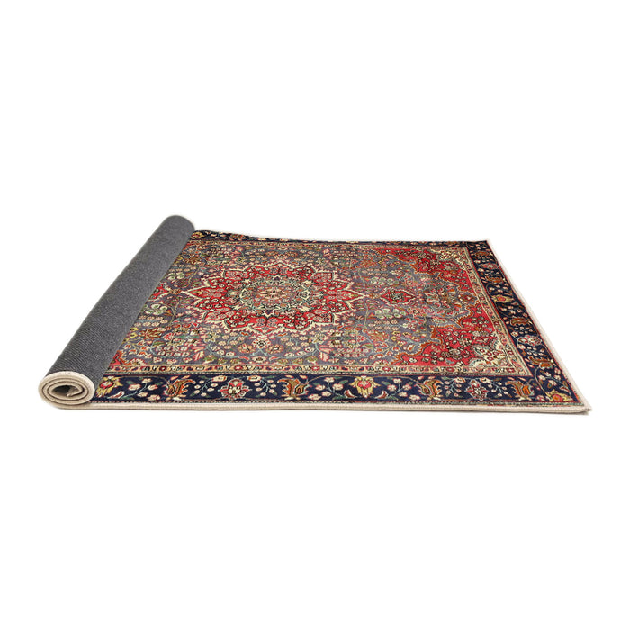 Sideview of Traditional Brown Red Medallion Rug, tr1041