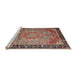 Sideview of Machine Washable Traditional Brown Red Rug, wshtr1041