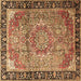 Square Medallion Brown Traditional Rug, tr1041brn