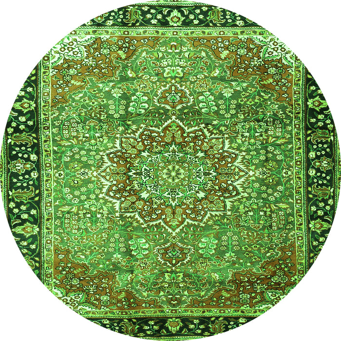Square Medallion Green Traditional Rug, tr1041grn