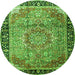 Square Medallion Green Traditional Rug, tr1041grn