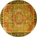 Round Medallion Yellow Traditional Rug, tr1041yw