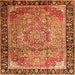 Serging Thickness of Medallion Orange Traditional Rug, tr1041org