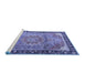 Sideview of Machine Washable Medallion Blue Traditional Rug, wshtr1041blu