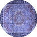 Round Medallion Blue Traditional Rug, tr1041blu