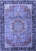 Machine Washable Medallion Blue Traditional Rug, wshtr1041blu