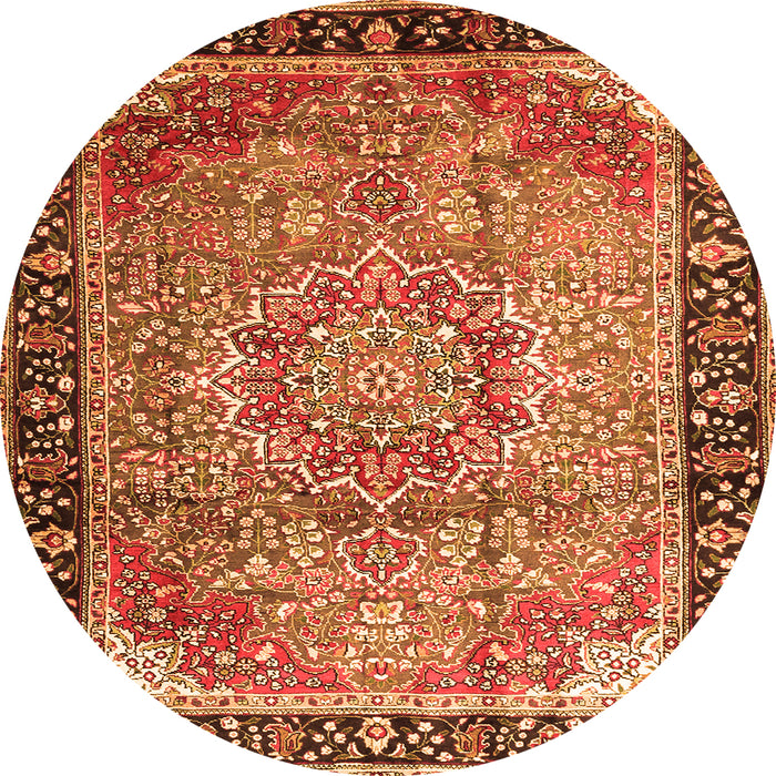 Square Medallion Orange Traditional Rug, tr1041org