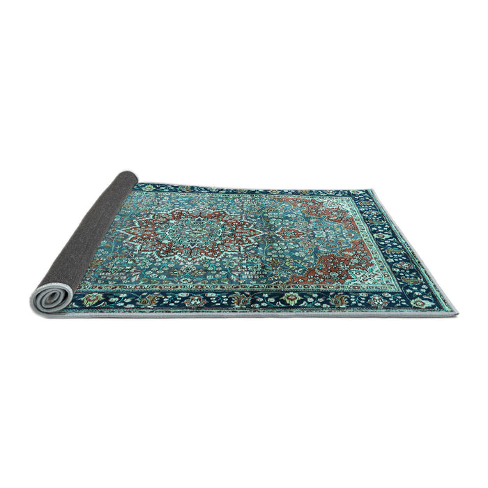 Sideview of Medallion Light Blue Traditional Rug, tr1041lblu