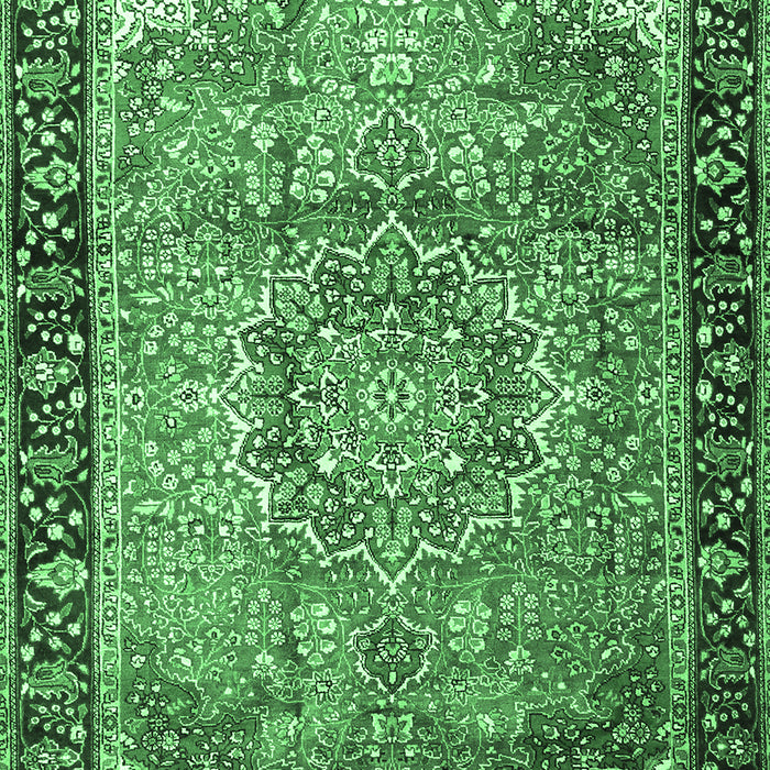 Machine Washable Medallion Emerald Green Traditional Area Rugs, wshtr1041emgrn
